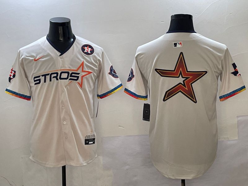 Men Houston Astros Blank Cream Fourth generation Joint Name 2025 Nike MLB Jersey style 4147->los angeles dodgers->MLB Jersey